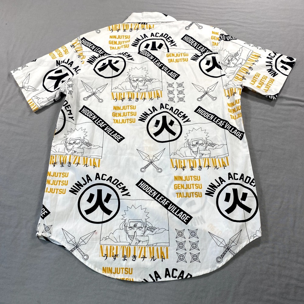 Naruto Shippuden Shirt Mens Small White Button Up Anime Manga Ninja Adult - Picture 2 of 9